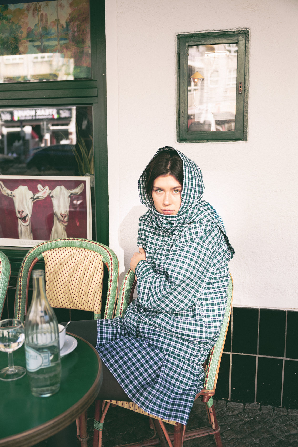 number 17 green white checkered mini skirt in cotton