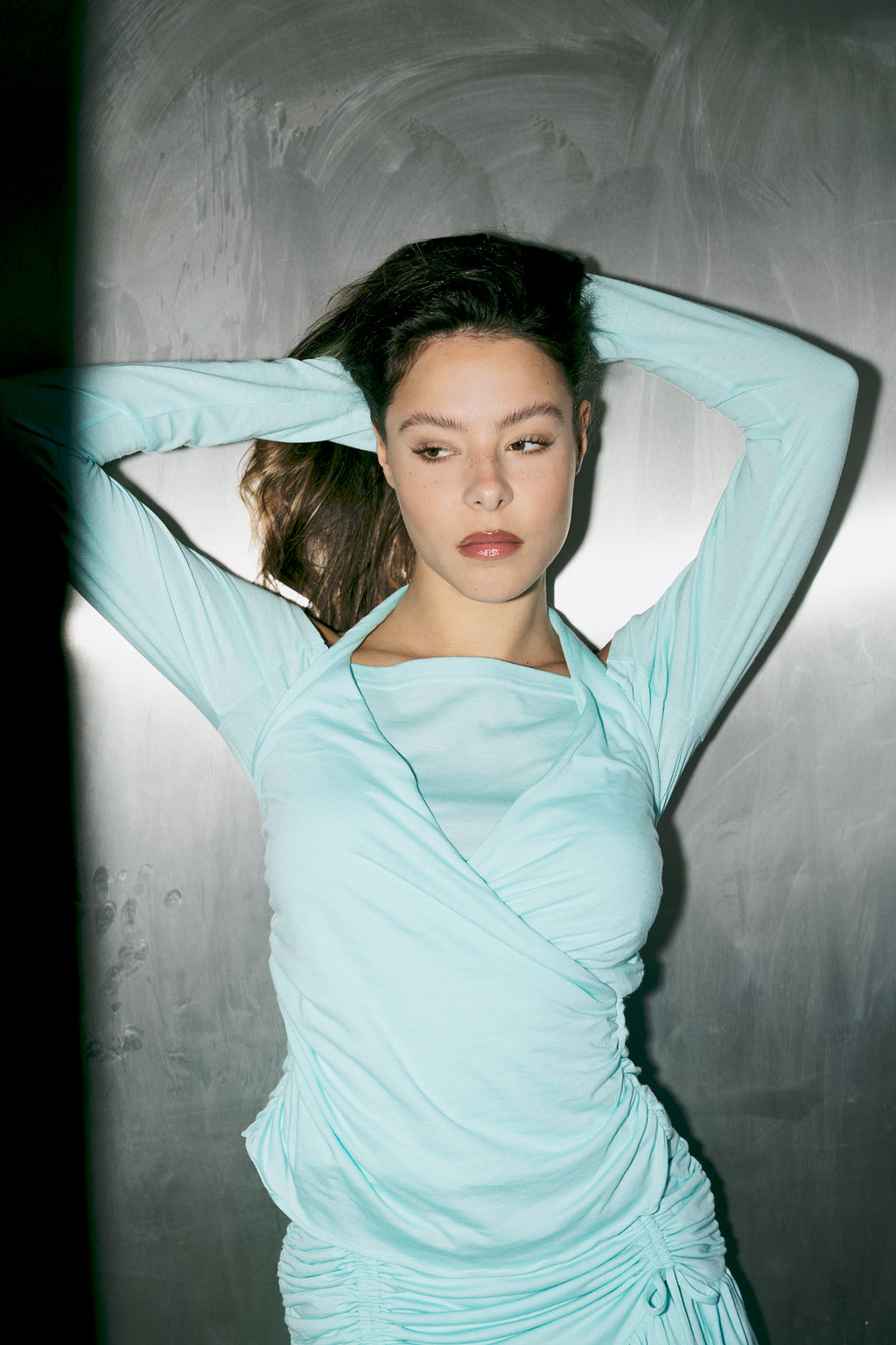 number 29 aquamarine longsleeve with top in cotton - limited