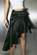 number 32 black midi asymmetrical skirt in silk