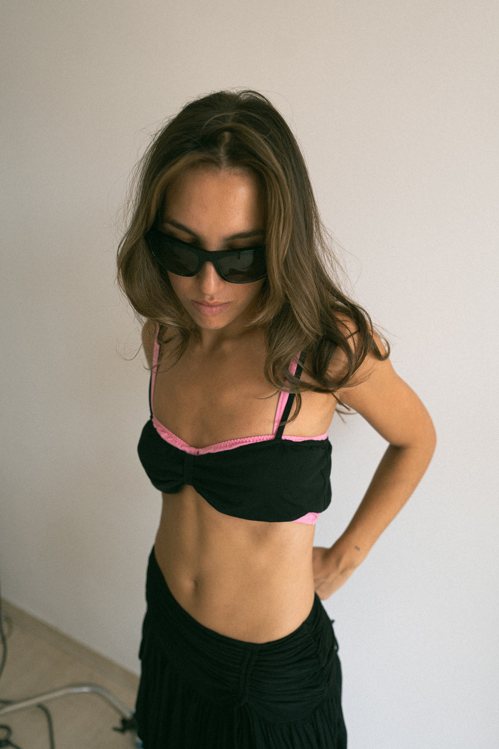 number 42 black bralette top in cotton