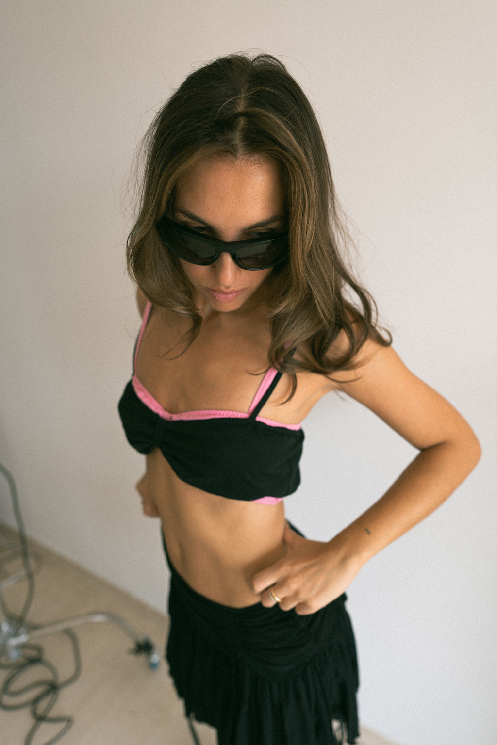 number 42 black bralette top in cotton