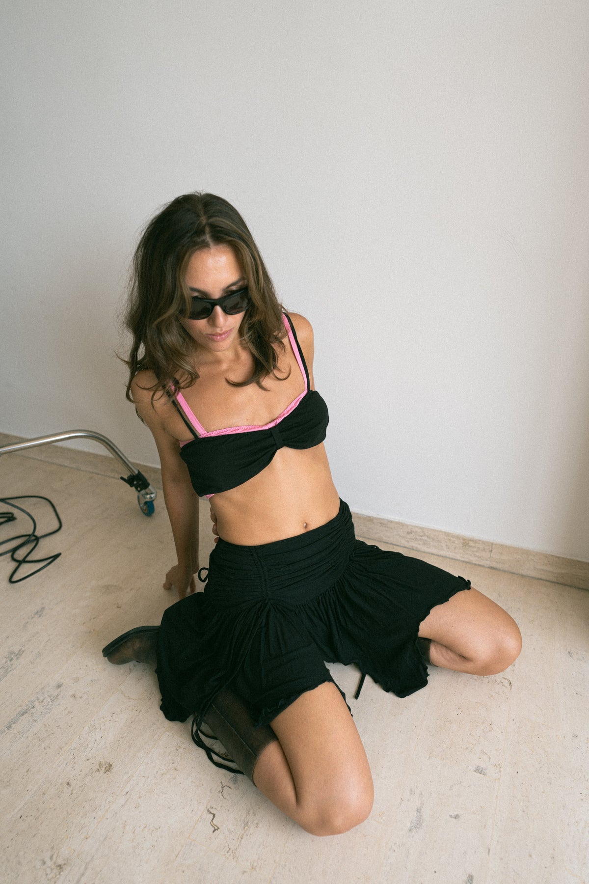 number 42 black bralette top in cotton