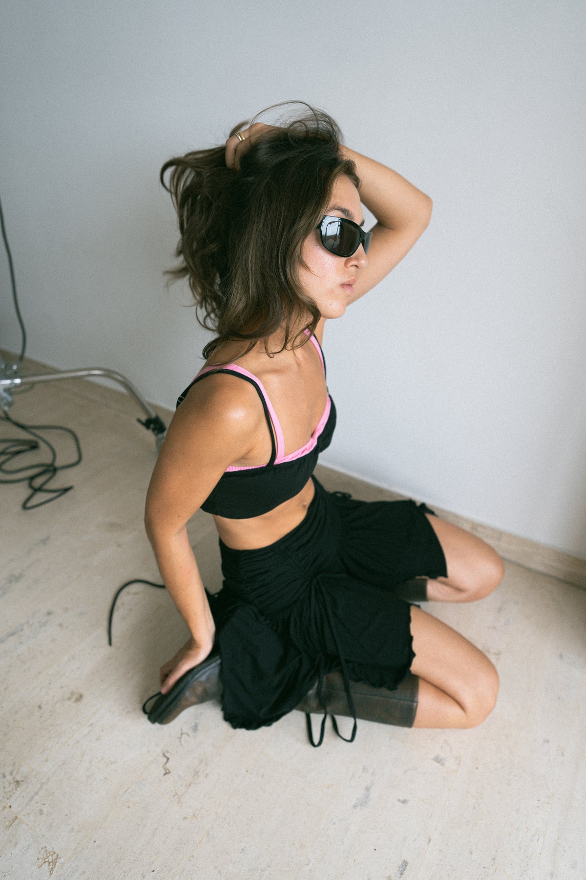 number 42 black bralette top in cotton