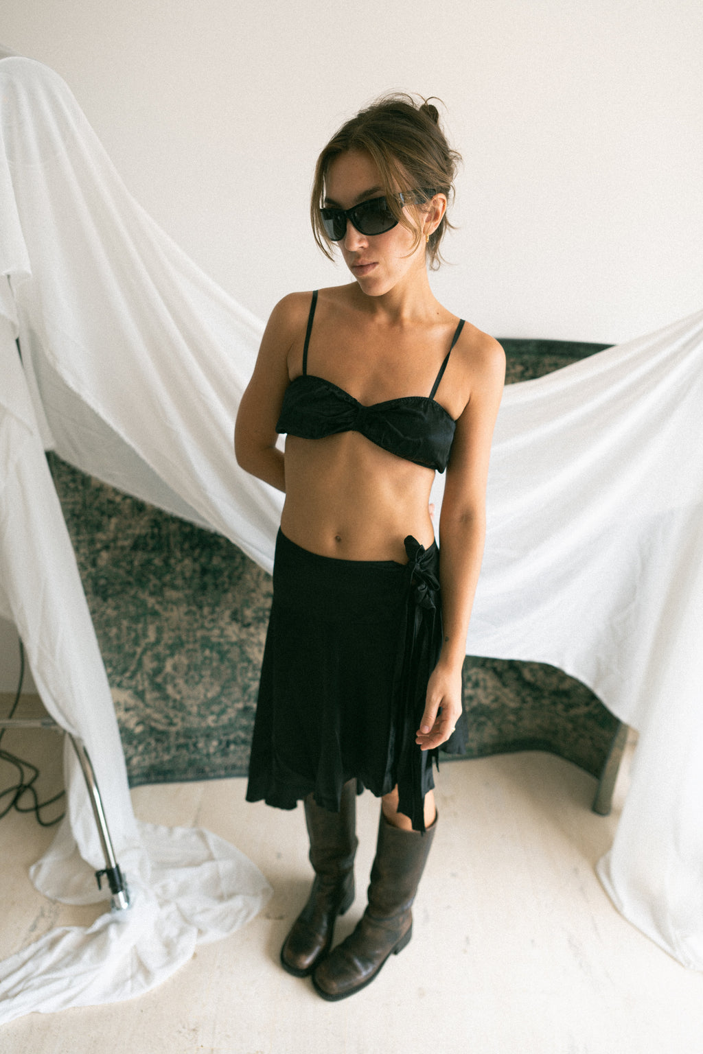 number 41 black bralette top in silk
