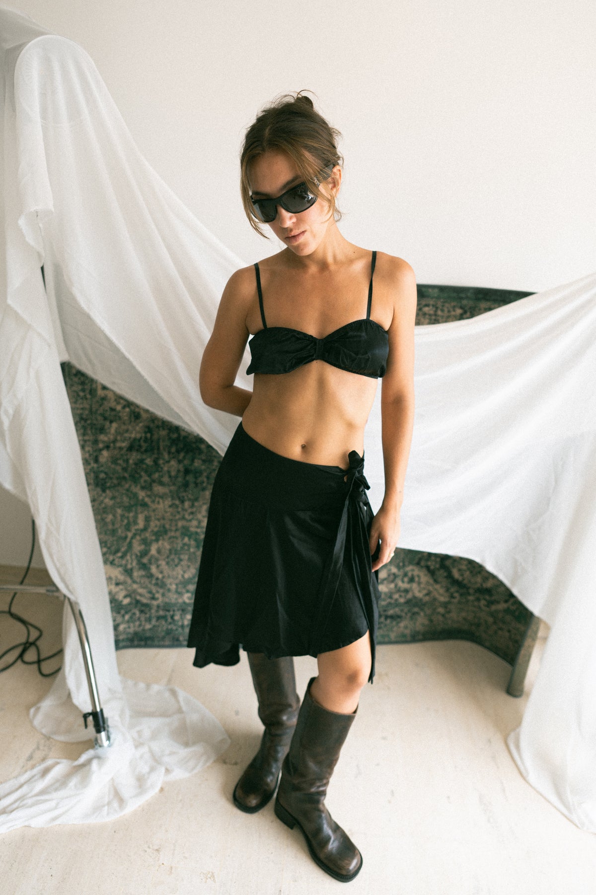 number 41 black bralette top in silk