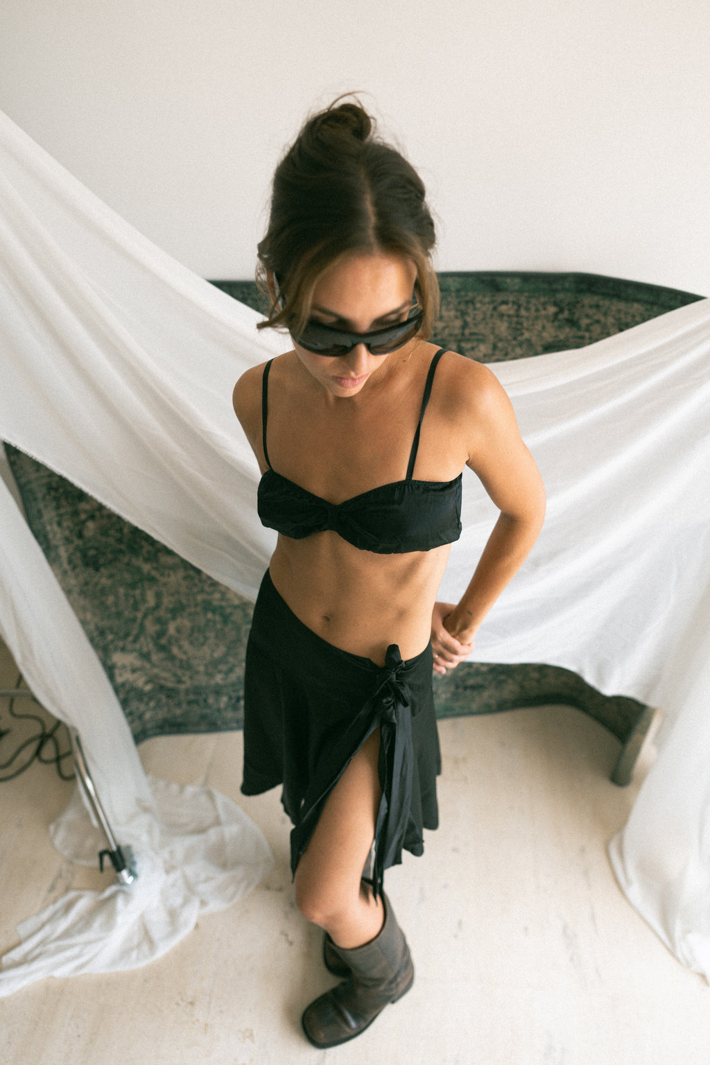 number 41 black bralette top in silk