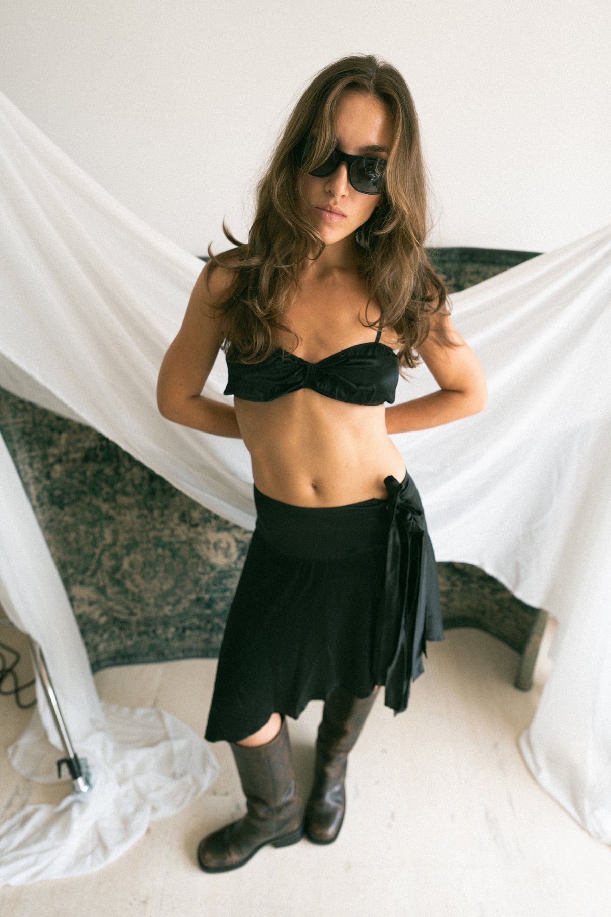 number 41 black bralette top in silk