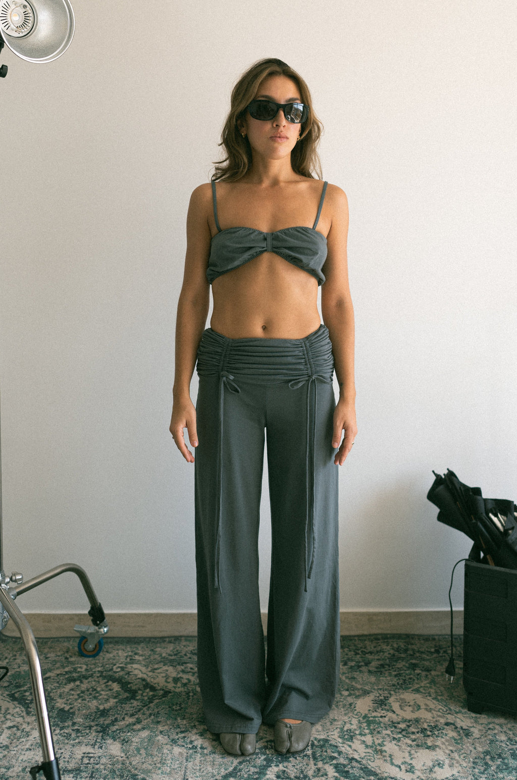 number 44 grey bralette top in cotton