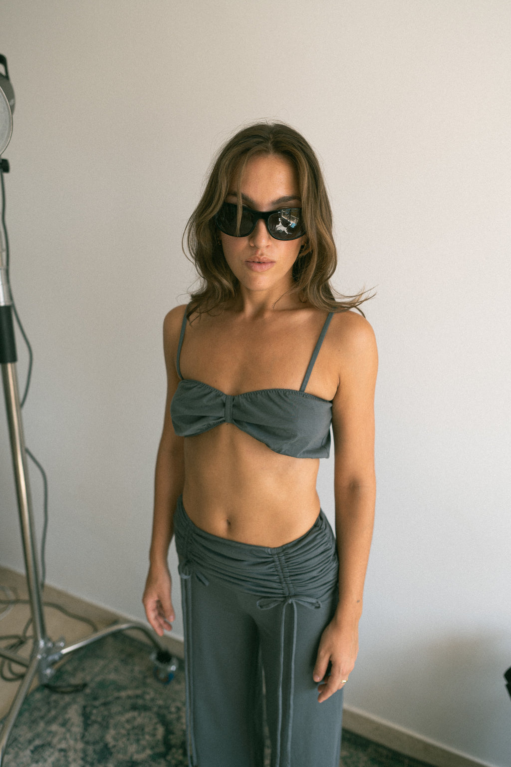 number 44 grey bralette top in cotton