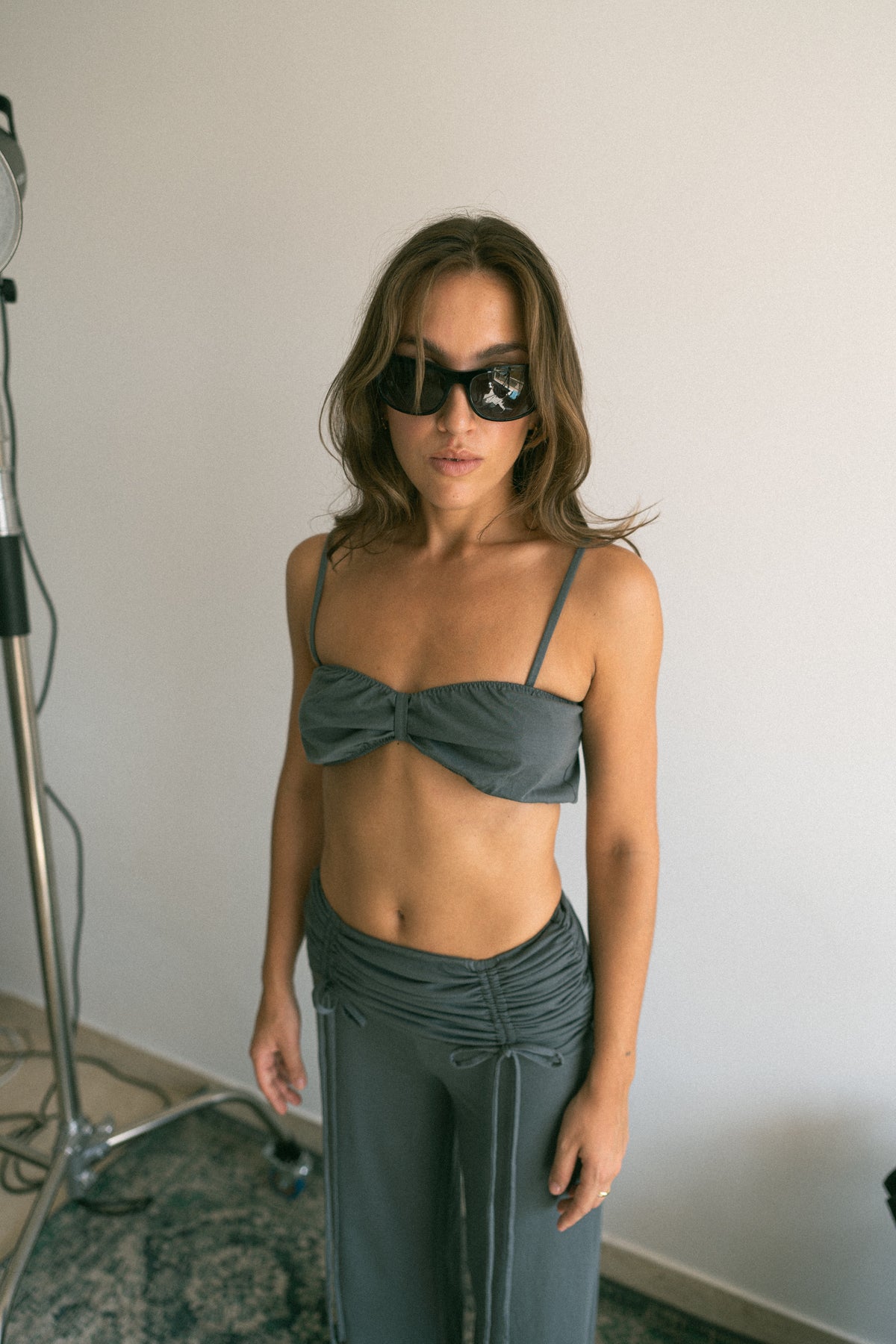 number 44 grey bralette top in cotton
