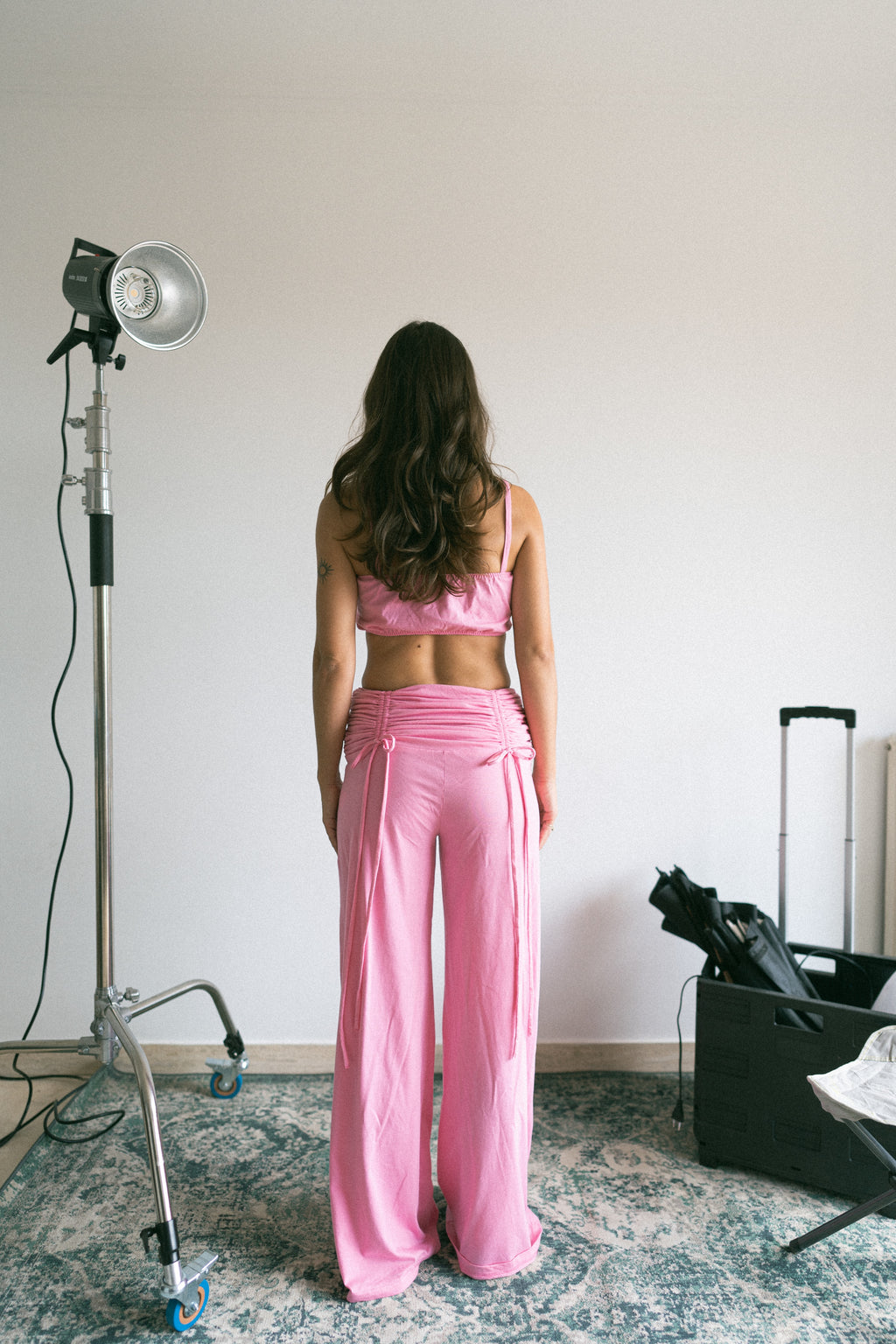number 46 candy pink long pants in cotton