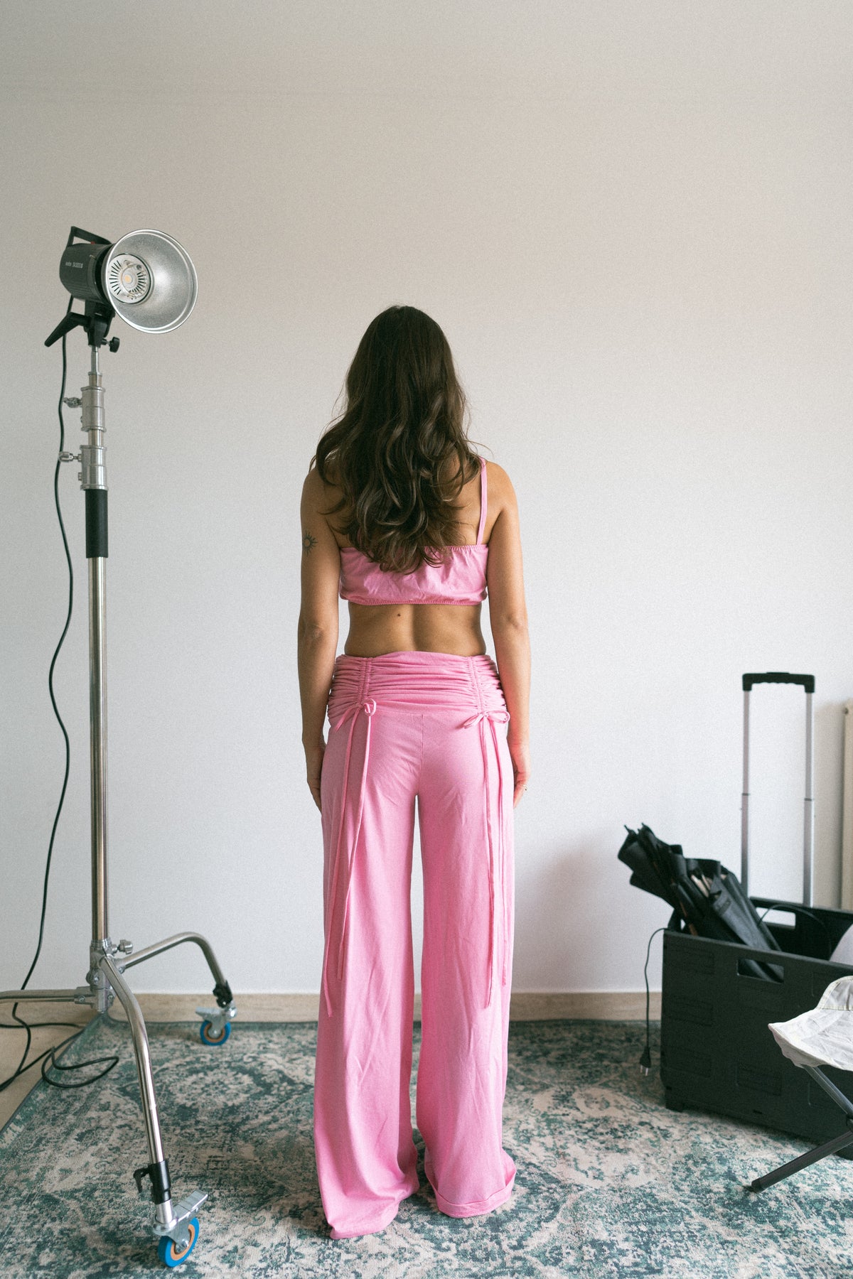 number 46 candy pink long pants in cotton