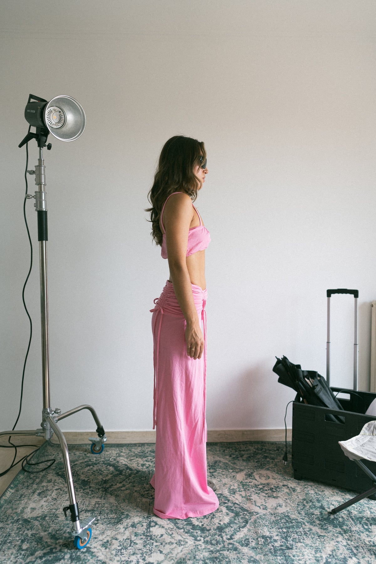 number 46 candy pink long pants in cotton