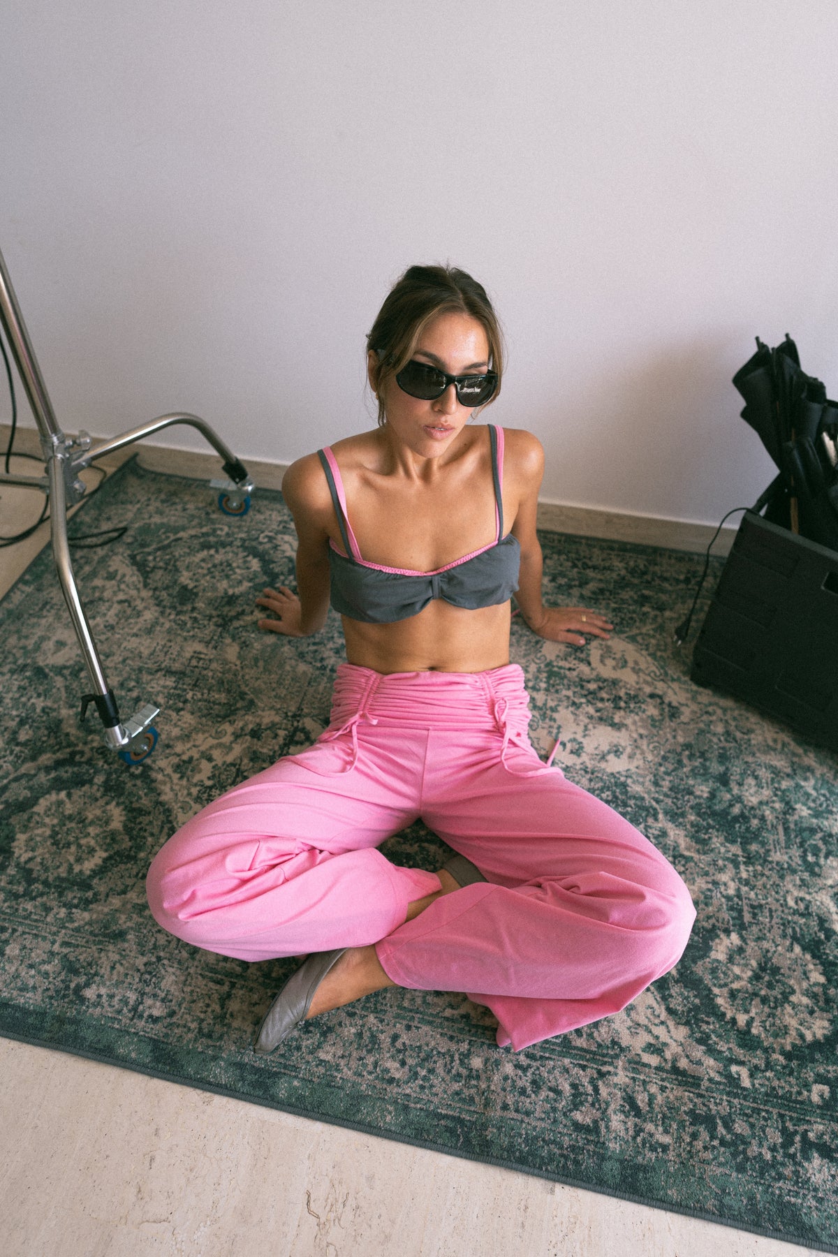 number 46 candy pink long pants in cotton