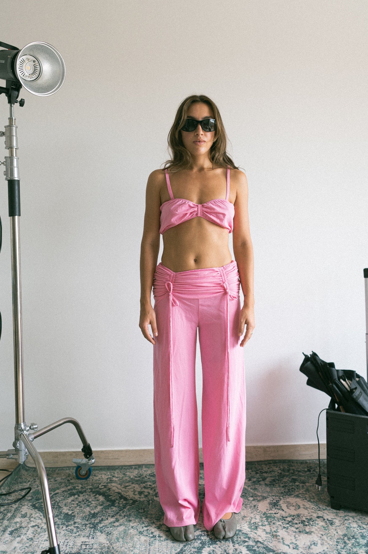 number 46 candy pink long pants in cotton