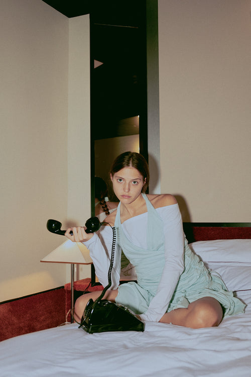 number 07  white longsleeve with turquoise top in cotton